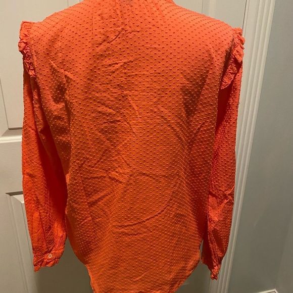J.Crew Orange Textured Ruffle Blouse - Picture 3 of 3